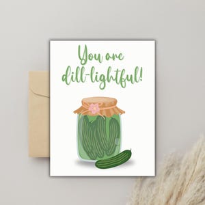 Tarjeta de agradecimiento imprimible con pepinillos en vinagre. "Eres un pepinillo en vinagre". Agradecimiento, aliento, regalo para maestros, tarjeta para amigos, conservas bonitas.