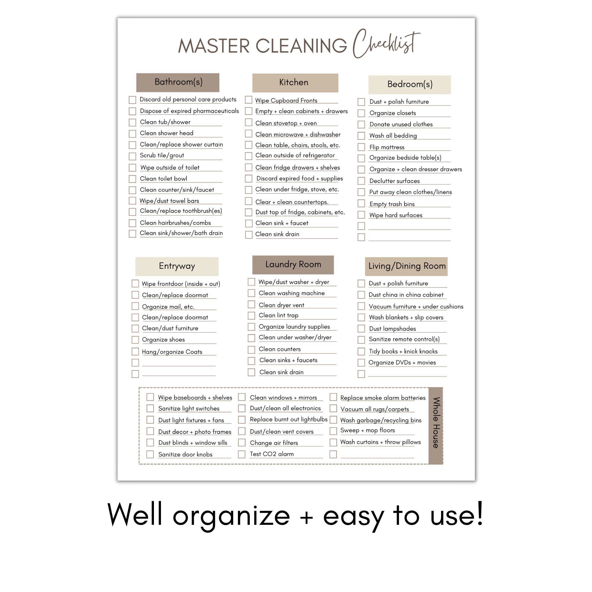Digital Cleaning Checklist Master Cleaning Planner Printable Deep House Cleaning to Do List Home
