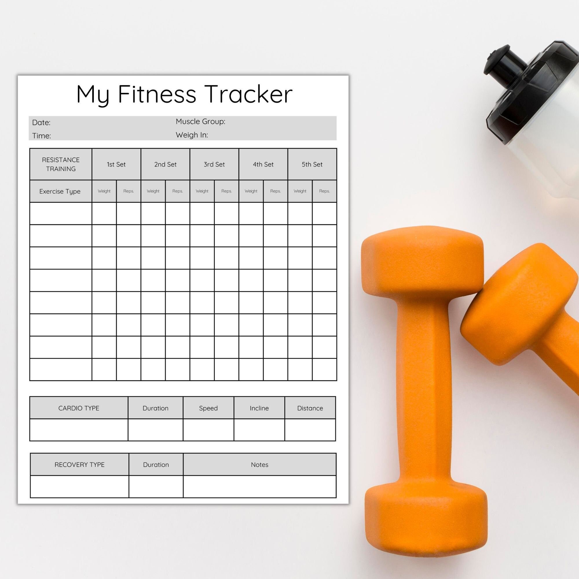 Work Out Tracker Exercise Tracker Weight Training Log Cardio Tracker ...
