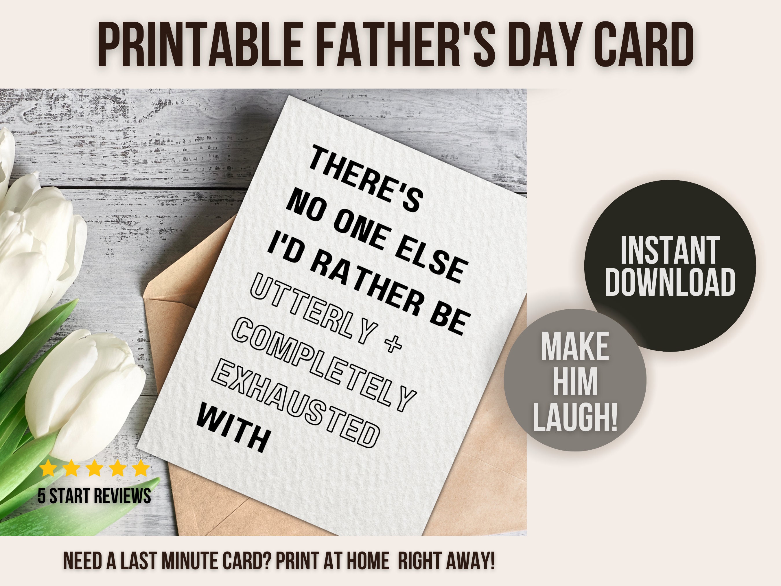 Printable Funny Father's Day Card | Last Minute Father's Day Card | 1st ...