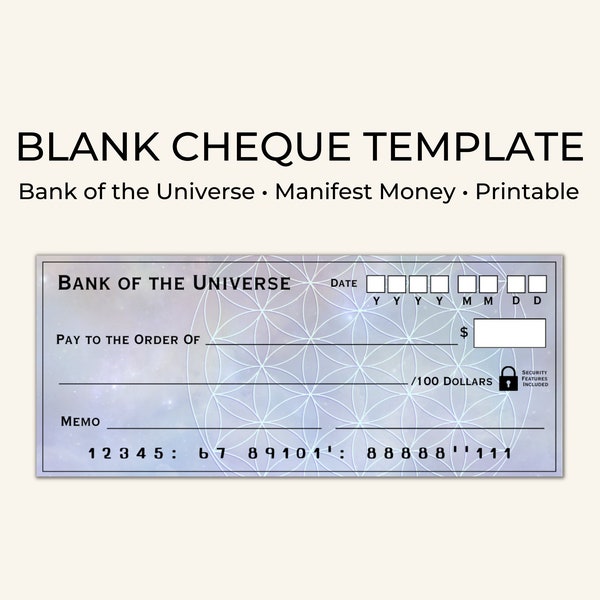 Bank of the Universe Cheque Template Wealth Manifestation Cheque Vision Board Law of Attraction Cheque Attract Abundance Money Manifestation