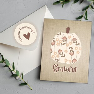 Carte de remerciement d'automne, carte de remerciement, carte de dernière minute, carte de vœux citrouille, carte pour ami, client, fête prénatale, fête de mariage, automne