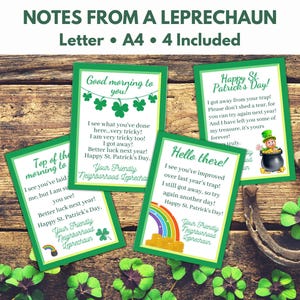 Notas de Leprechaun para Imprimir Nota de Armadilha de Leprechaun da Sua Amigável Vizinhança Carta de Leprechaun no Dia de São Patrício, Tamanho de Cartão Postal