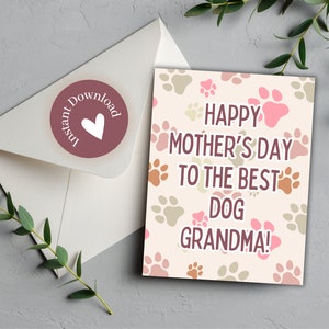 Cartão de Dia das Mães para Avó Cachorro para impressão, Cartão de Dia das Mães de última hora, 1º Dia das Mães, Cartão da Filha, Feliz Dia das Mães, Minimalista