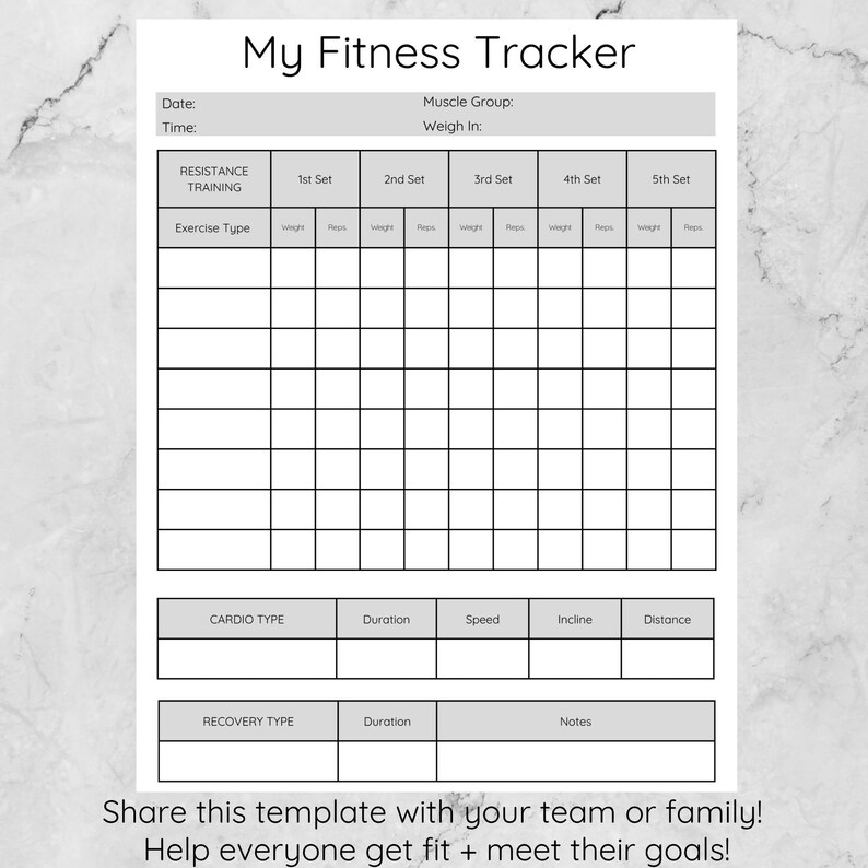 Work Out Tracker Exercise Tracker Weight Training Log Cardio Tracker
