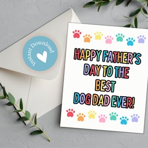 Afdrukbare hond papa Vaderdagkaart, Last Minute Happy Father's Day Card, 1e Vaderdag, kaart van man, kaart van vrouw, minimalistisch