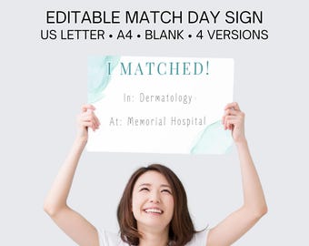 Residency Match Day Sign, Match Day 2026 Sign, Medical Match Day, Match Day Medicine, I Matched Sign, Residency Graduation, Matching