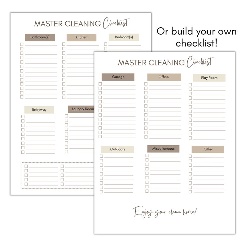 Digital Cleaning Checklist Master Cleaning Planner Printable Deep House
