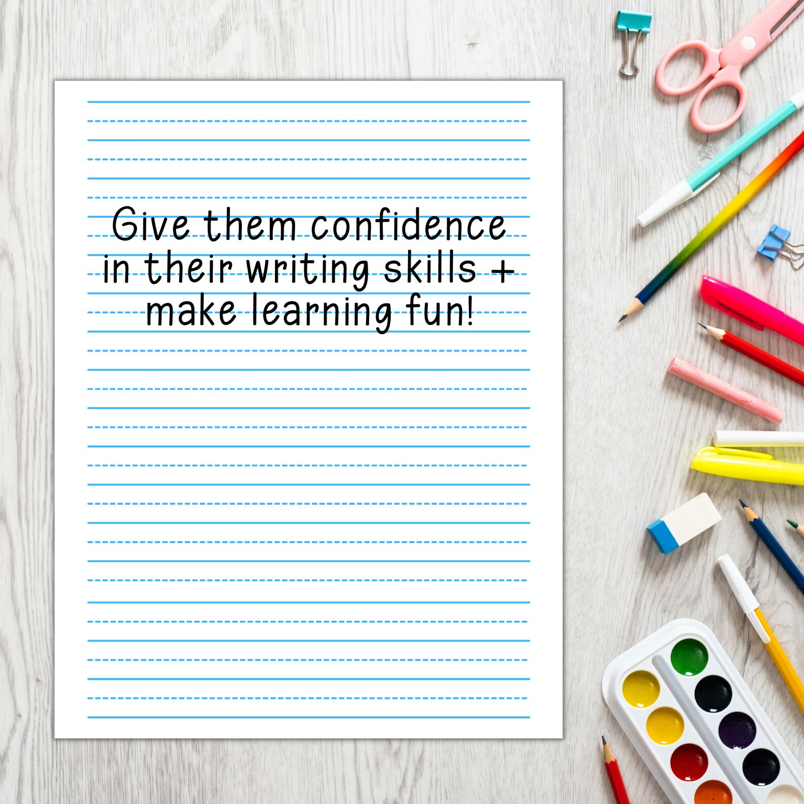 Lined Paper for Grade 1 and Grade 2 Lined Paper With Dashes Learning to Write Help Kids Learn to