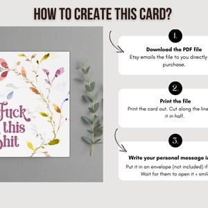 Sweary Card for Friend: Last Minute Card, Fuck This Shit, Breakup, Divorce Card, Cancer Card, Funny Sympathy Card, Fired, Thinking of You image 7