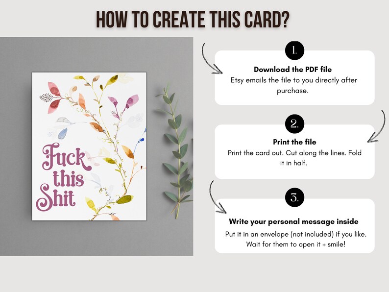Sweary Card for Friend: Last Minute Card, Fuck This Shit, Breakup, Divorce Card, Cancer Card, Funny Sympathy Card, Fired, Thinking of You image 7