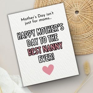 Tarjeta imprimible del Día de la Madre para niñera, Regalos de niñera, Tarjeta del Día de la Madre de último minuto, Regalo de niñera, Feliz Día de la Madre, Regalo del empleador