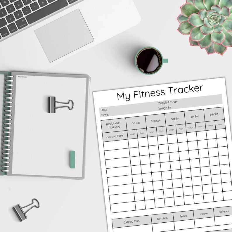 Workout Customizable Tracker Work Out Tracker Exercise Tracker Weight Training Log Cardio Tracker ...