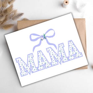 Cartão de Laço Coquette Mama para Imprimir, Cartão de Não Me Esqueças de Última Hora, Cartão de 1º Dia das Mães, Cartão do Marido, da Filha, da Amiga, Chá de Bebê, Novo Bebê