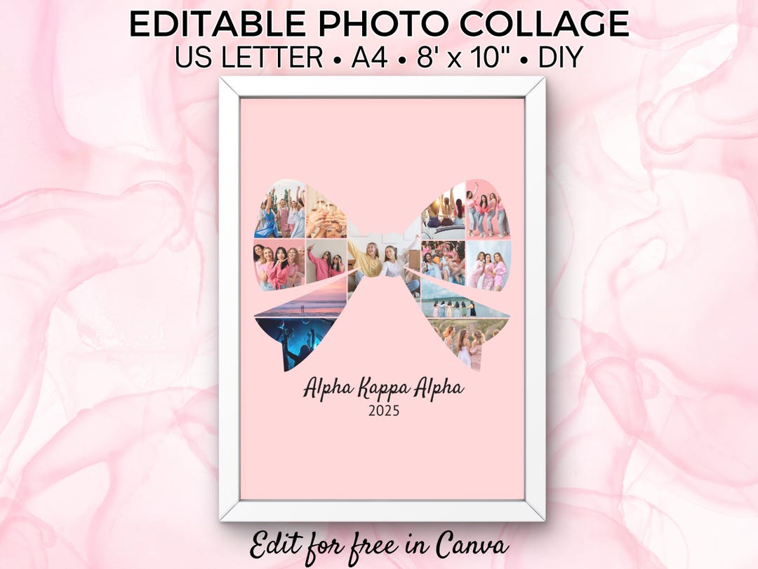 Custom Sorority Photo Collage Wall Art Coquette Bow College University ...