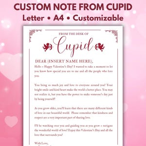Carta personalizable de Cupido / Feliz día de San Valentín / Descarga instantánea / Plantilla de carta personalizada / Linda carta de San Valentín / PDF / Canva