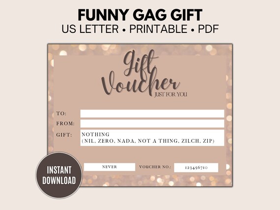 Novelty gift vouchers deals