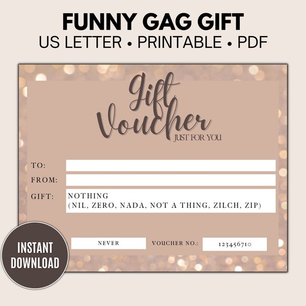 The Gift of Nothing Printable Gift Certificate | Gag Gift Custom Certificate | Funny Gift | For Someone Who Has Everything| Instant Download