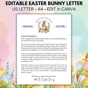 Carta del Conejo de Pascua Nota Plantilla Editable Personalizable Desde el Escritorio del Conejo de Pascua Carta Personalizada Carta