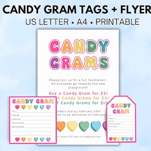 Paquete de recaudación de fondos de Candy Gram para el día de San Valentín, folleto de recaudación de fondos, Candy Gram para San Valentín, etiqueta de Candy Gram, Candy Gram para San Valentín, evento de PTO y PTA