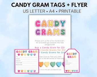 Paquete de recaudación de fondos de Candy Gram para el día de San Valentín, folleto de recaudación de fondos, Candy Gram para San Valentín, etiqueta de Candy Gram, Candy Gram para San Valentín, evento de PTO y PTA