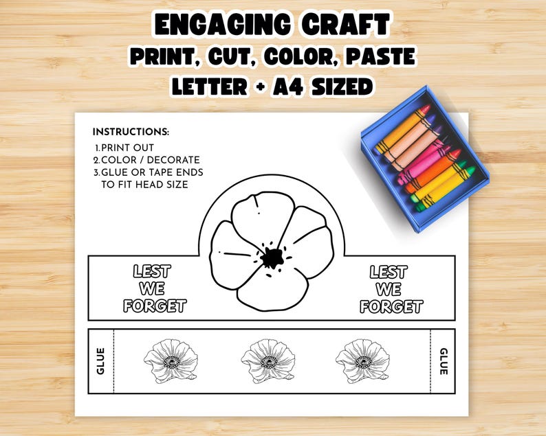 Remembrance Day Paper Crown Coloring Craft, Lest We Forget, Anzac Day ...