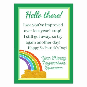 Printable Leprechaun Notes Leprechaun Trap Note From Your Friendly ...