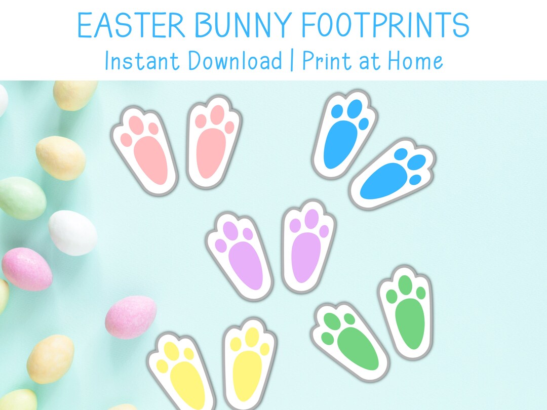 Printable Easter Bunny Footprints Bunny Paw Prints DIY Easter Egg Hunt Printable easter bunny footprints bunny paw prints diy easter egg hunt