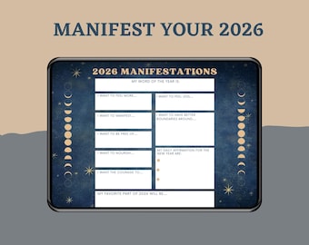 2026 New Year Affirmation Planner Manifestation Journal New Year Manifestations Printable New Year Vision Board Sheet New Year Journal Page
