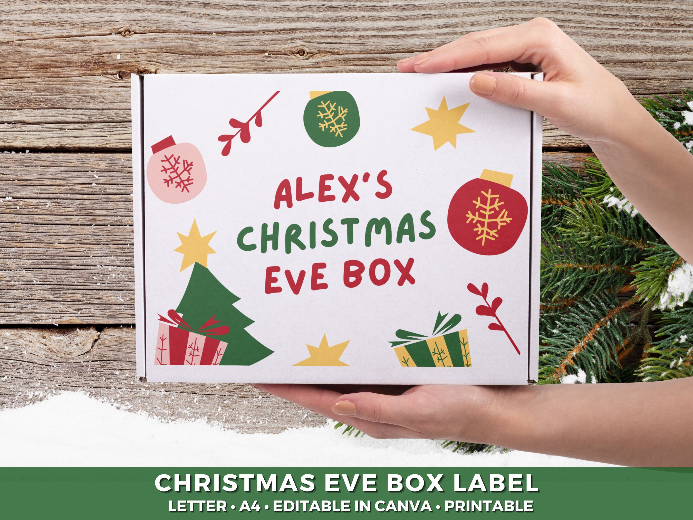 editable christmas eve box label printable christmas eve box png