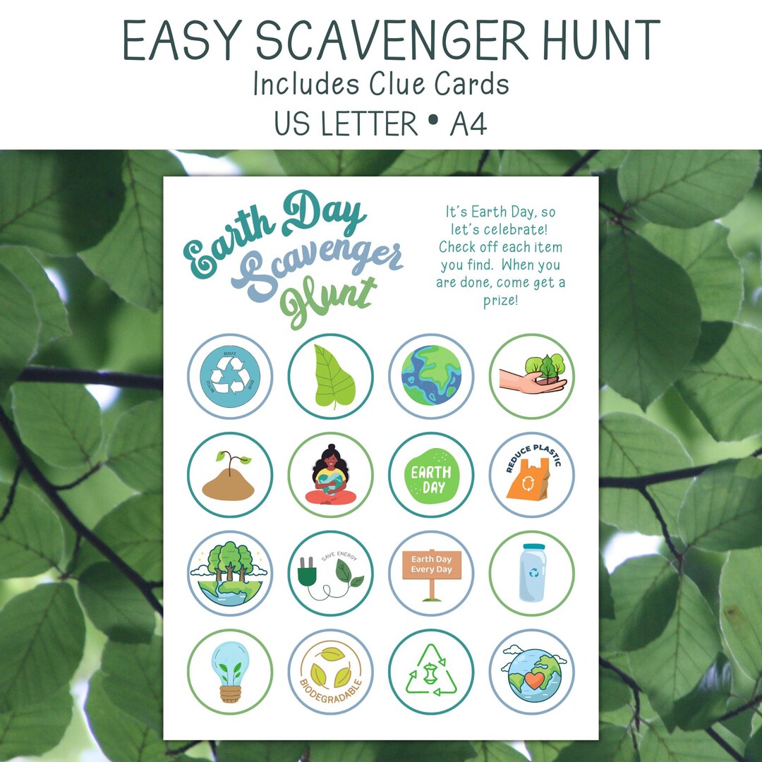 Earth Day Scavenger Hunt for Kids Classroom Activity Preschool Daycare ...
