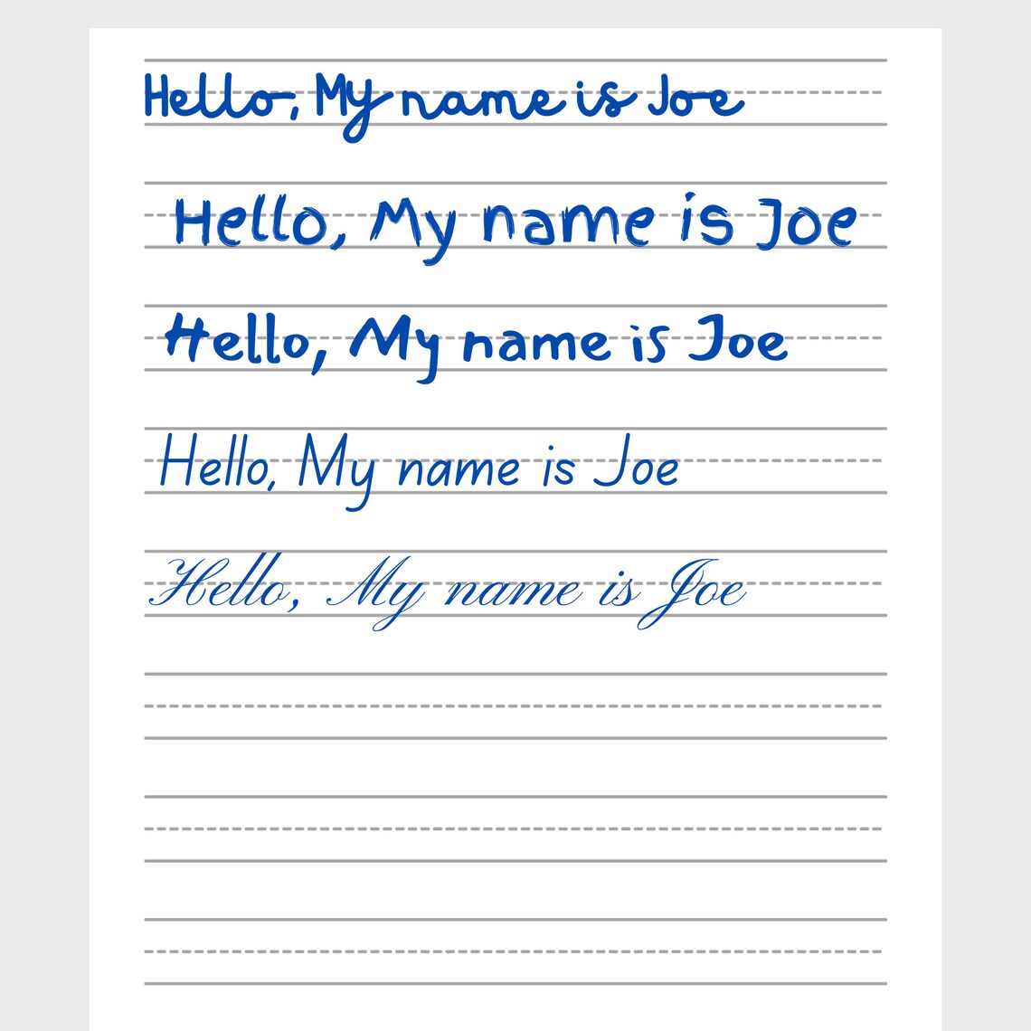 Lined Paper for Grade 1 and Grade 2 Lined Paper With Dashes Learning to Write Help Kids Learn to