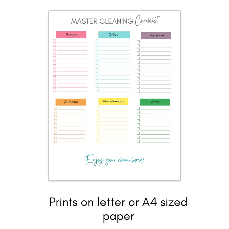 Digital Cleaning Checklist Master Cleaning Planner Printable Deep House