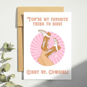 Sexy Cowgirl Valentinstag Karte, freche Karte, Karte für Freundin, Frau, Giddy Up, kleine Stadt Smoke Show, Western, Western