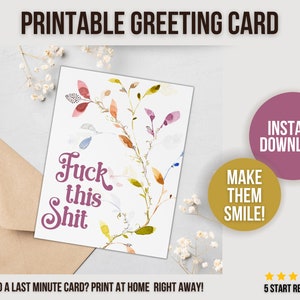 Sweary Card for Friend: Last Minute Card, Fuck This Shit, Breakup, Divorce Card, Cancer Card, Funny Sympathy Card, Fired, Thinking of You image 6
