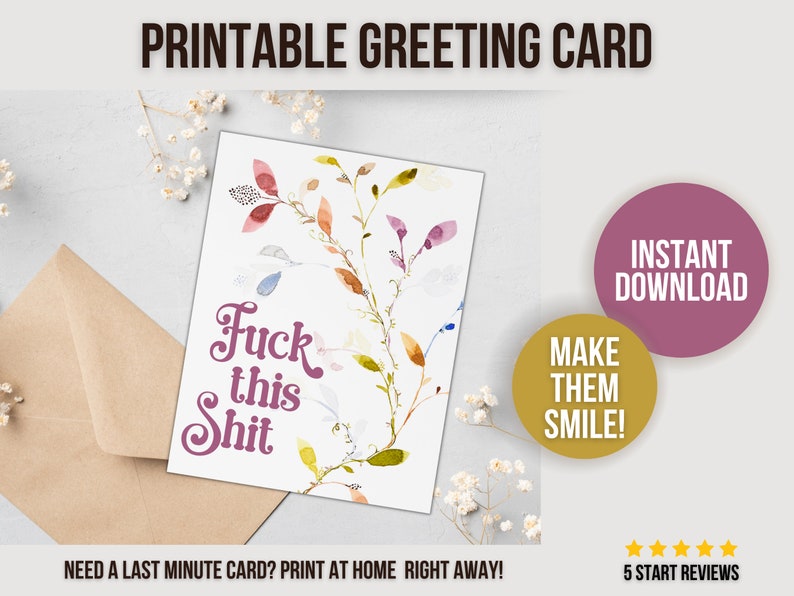 Sweary Card for Friend: Last Minute Card, Fuck This Shit, Breakup, Divorce Card, Cancer Card, Funny Sympathy Card, Fired, Thinking of You image 6