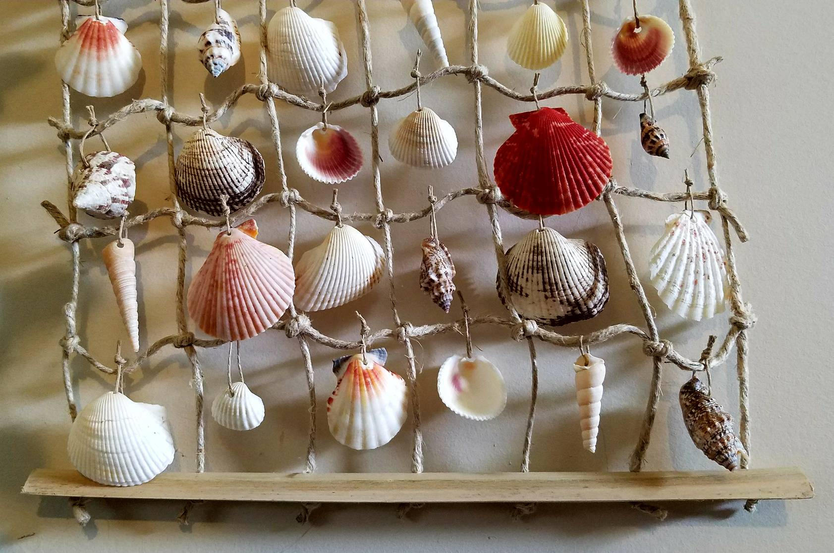 Sea shell hanging Wall art Wall decoration palm tree sea Etsy