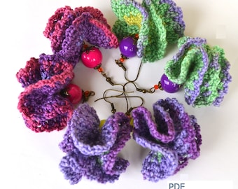 Modèle au crochet pour débutants pour boucles d'oreilles 3D, modèle au crochet pour de jolies boucles d'oreilles, modèle de boucles d'oreilles au crochet pour débutants faciles, crochet rapide et facile