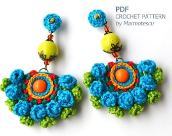 Crochet earrings pattern, Pattern for crochet earrings, Modern Crochet pattern for Big Chunky Earrings, modern crochet pattern, Häkelmuster