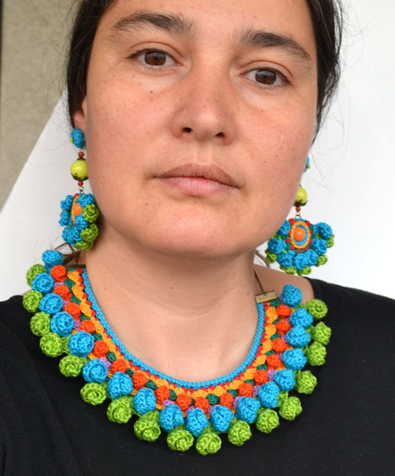 Modern Pattern for Crochet Jewelry Necklace and Earrings Etsy