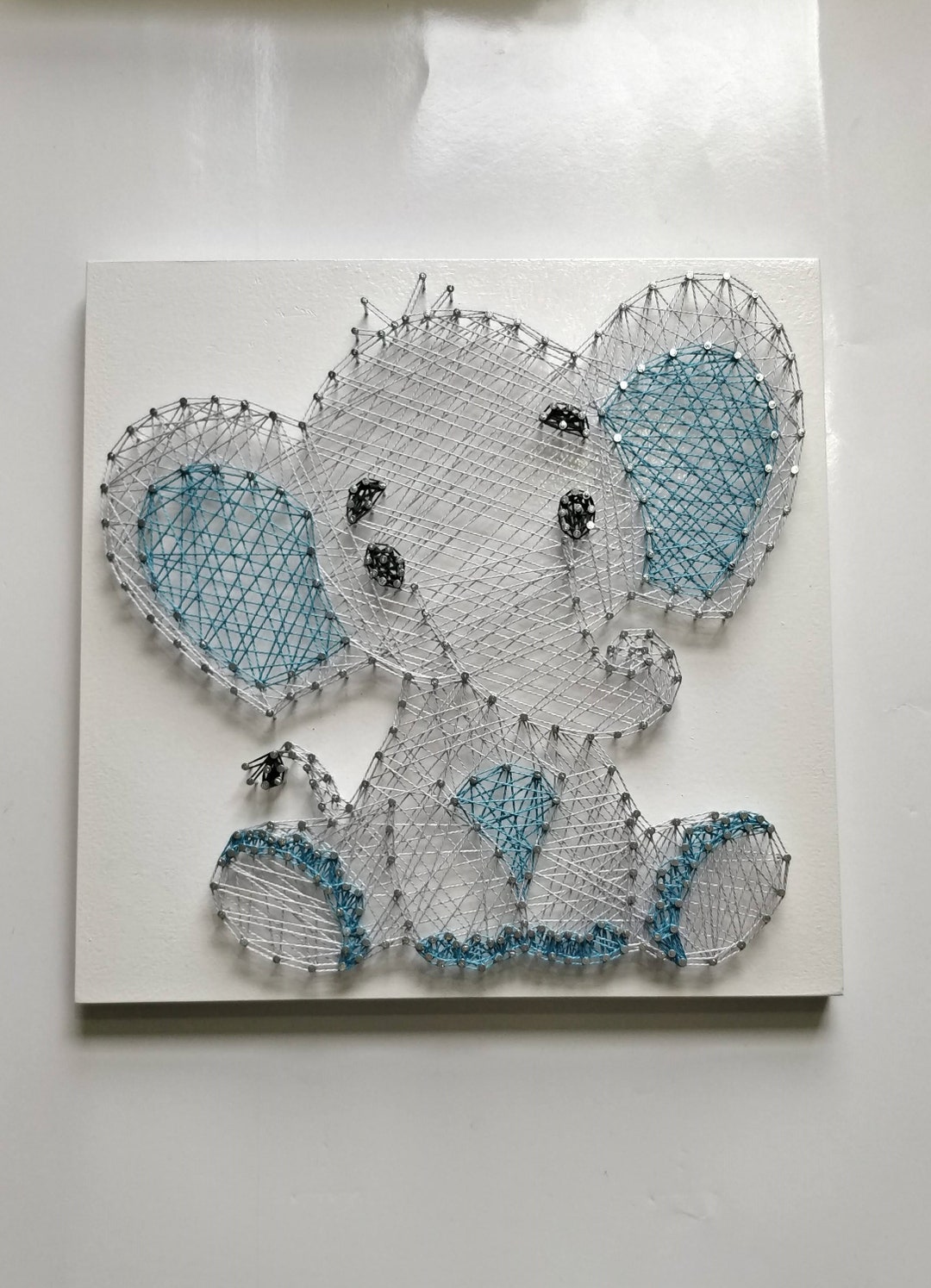 Elephant String Art Animal Nursery String Art Baby Decor Etsy