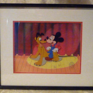 Mickey Mouse and Pluto Original Disney Cartoon Cell Signed by Walt Disney and Certified
