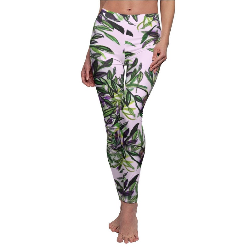 Tropical Floral Flowers Leaves Leopard Skin Animal Print Alternative Leggings