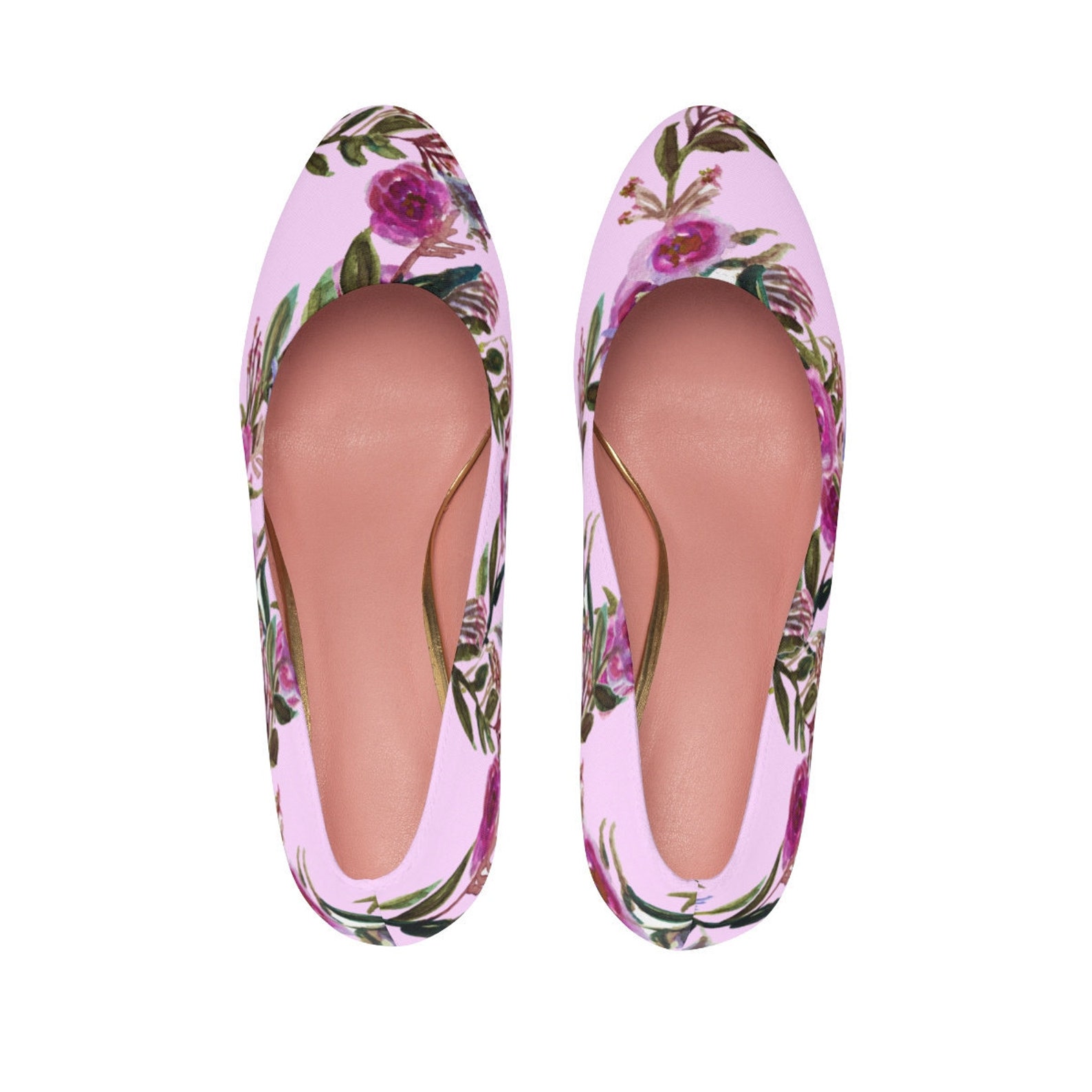 kana ballet pink rose floral print purple pink rose women's high heels canvas shoes (us size 5-11), 80s floral heel, rose fl