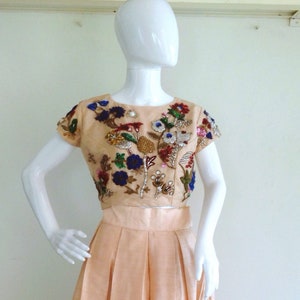 Raw silk skirt and Raw silk crop top with beautiful hand embroidery
