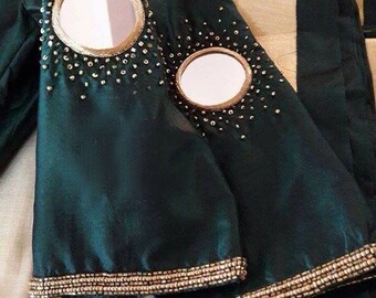 mirror work in blouse sleeve