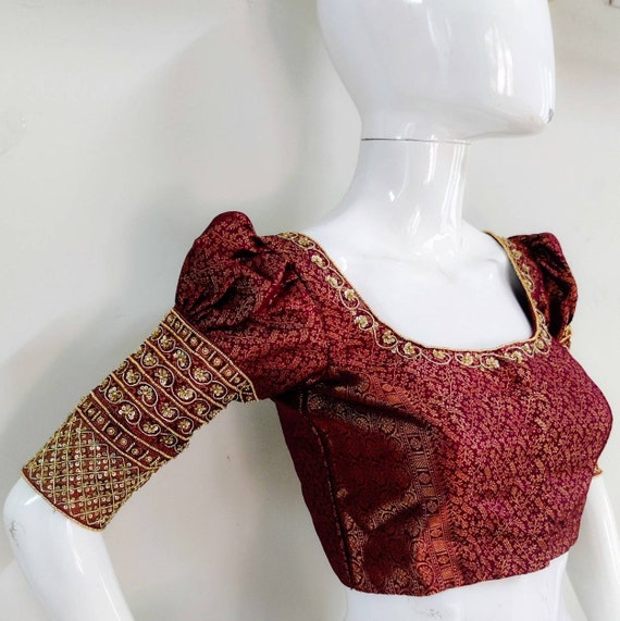 Custom Fit Brocade Silk Blouse With Zardosi Embroidery - Etsy Custom Fit Brocade Silk Blouse With Zardosi Embroidery - Etsy