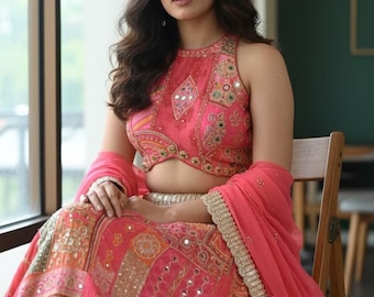Alia Bhatt Inspired Pink Patchwork Lehenga Choli