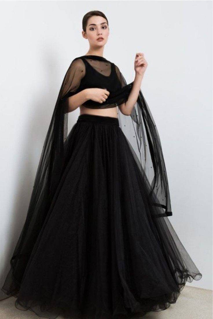 Black Net Lehenga With Black Silk Blouse and Black Net Dupatta Etsy UK