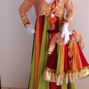Mother Daughter Matching Anarkalis: Gold Sequin & Custom Colors